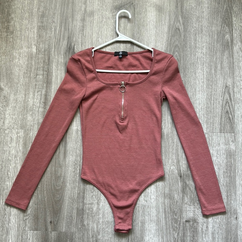 Missguided Mauve Long Sleeve Bodysuit